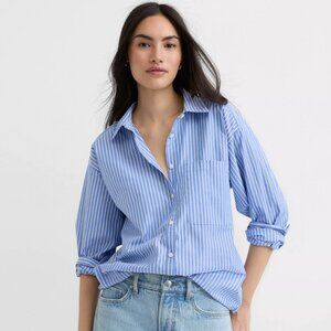 Blue and White Button Down Collared Shirt from Loft